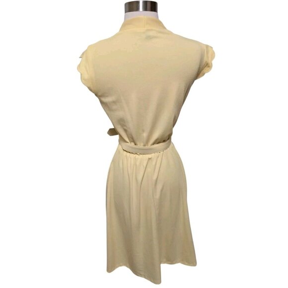 70s 80s Vintage Womens Dress Yellow Casual With Belt - Picture 4 of 8
